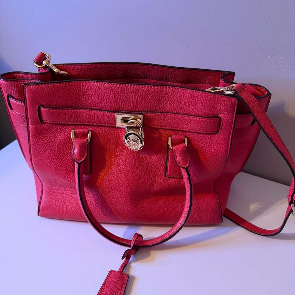 Michael Kors pink Satchel Structured Leather Gold Accents